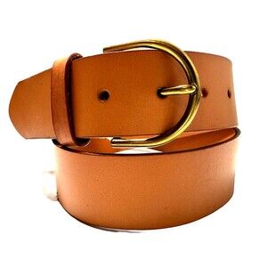 Vtg American Eagle Outfitters AEO Tan Beige Leather Belt Size 28 Small Brass